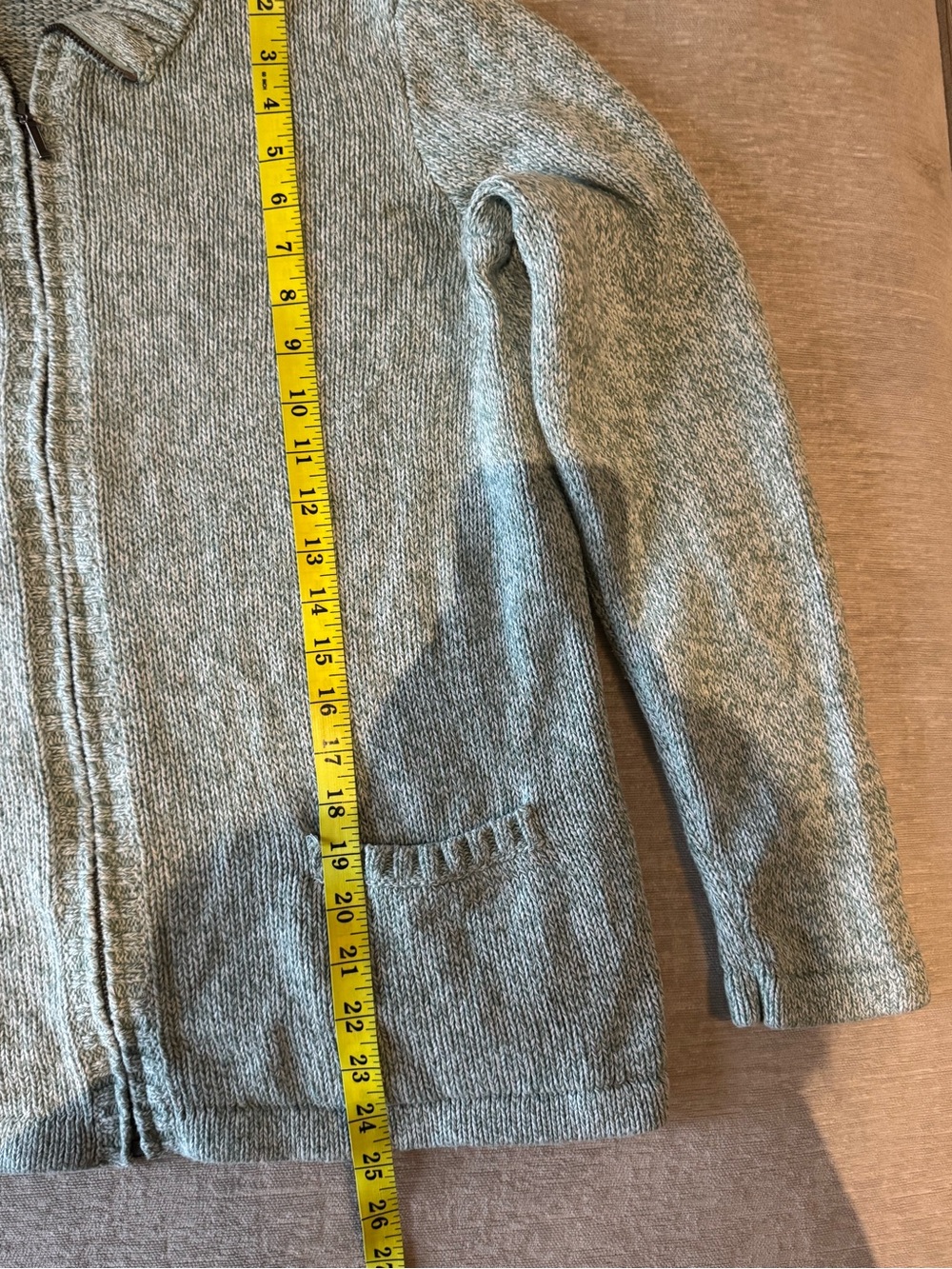 L.L.Bean 100% Cotton Quarter Zip Sweater XL Blue Green Pullover Collared Knit - Picture 9 of 10